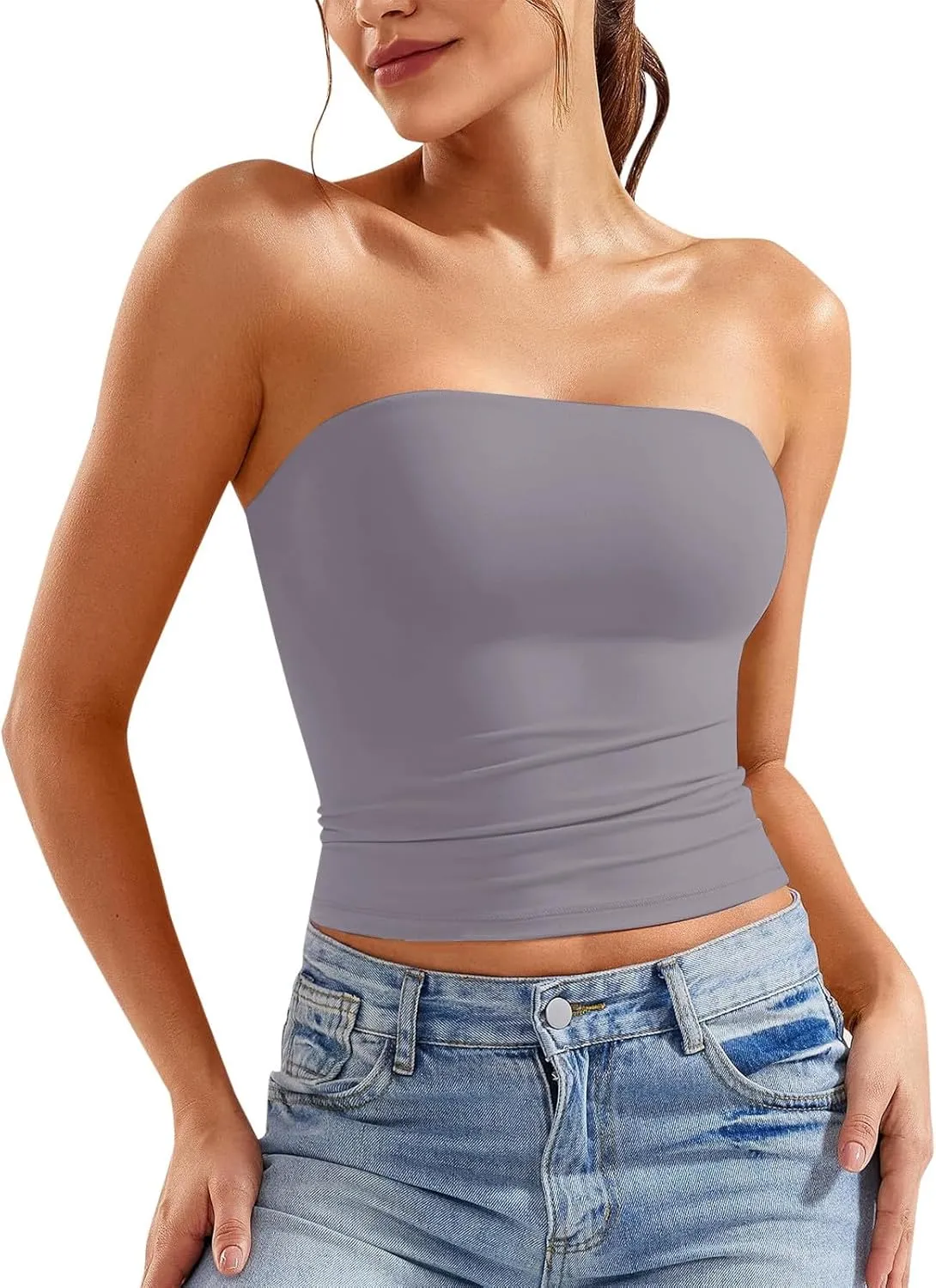 Tube Top for Women Strapless Sleeveless Crop Tops Going Out Party Y2K Bandeau Shirts 2025 Summer Clothes