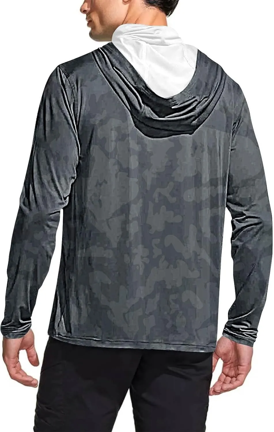 UPF 50  Shirts for Men Long Sleeve UV Sun Protection Rash Guard Fishing Shirts Lightweight Sun Hoodies with Face Mask