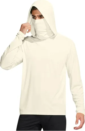 UPF 50  Shirts for Men Long Sleeve UV Sun Protection Rash Guard Fishing Shirts Lightweight Sun Hoodies with Face Mask