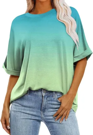 UQRZAU Shirts for Women, Striped Plus Size Birthday Outfits Crew Neck T Clothes Womens Summer Western Shirt, S, 5XL