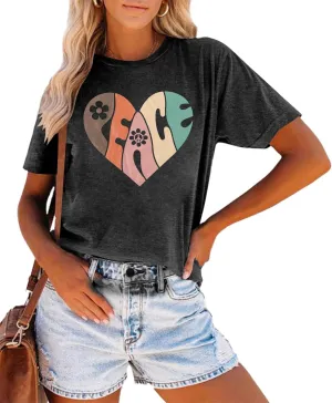 VILOVE Peace Love Shirt Women 70s Hippie Shirts Soul Inspirational Hippy Tops Vintage Graphic Tees Short Sleeve - Sleeveless