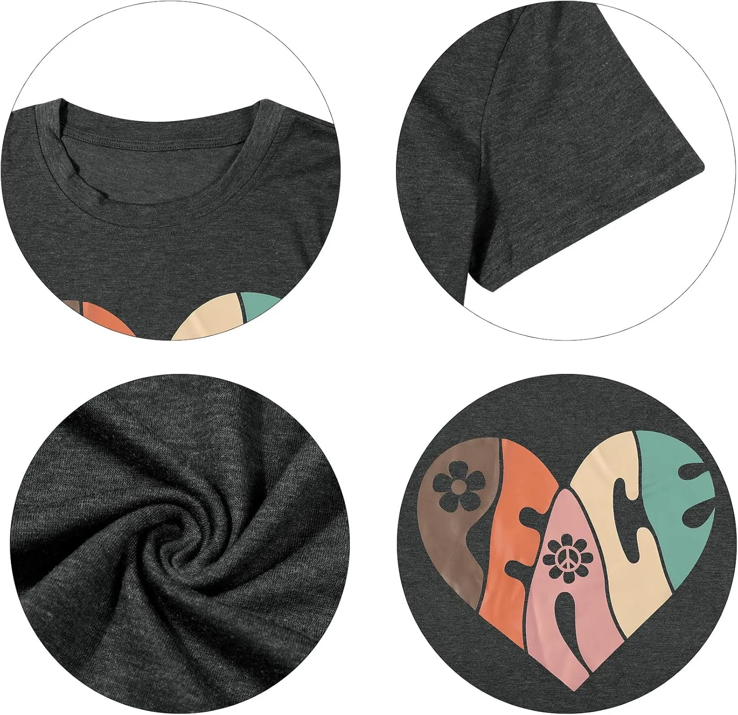 VILOVE Peace Love Shirt Women 70s Hippie Shirts Soul Inspirational Hippy Tops Vintage Graphic Tees Short Sleeve - Sleeveless