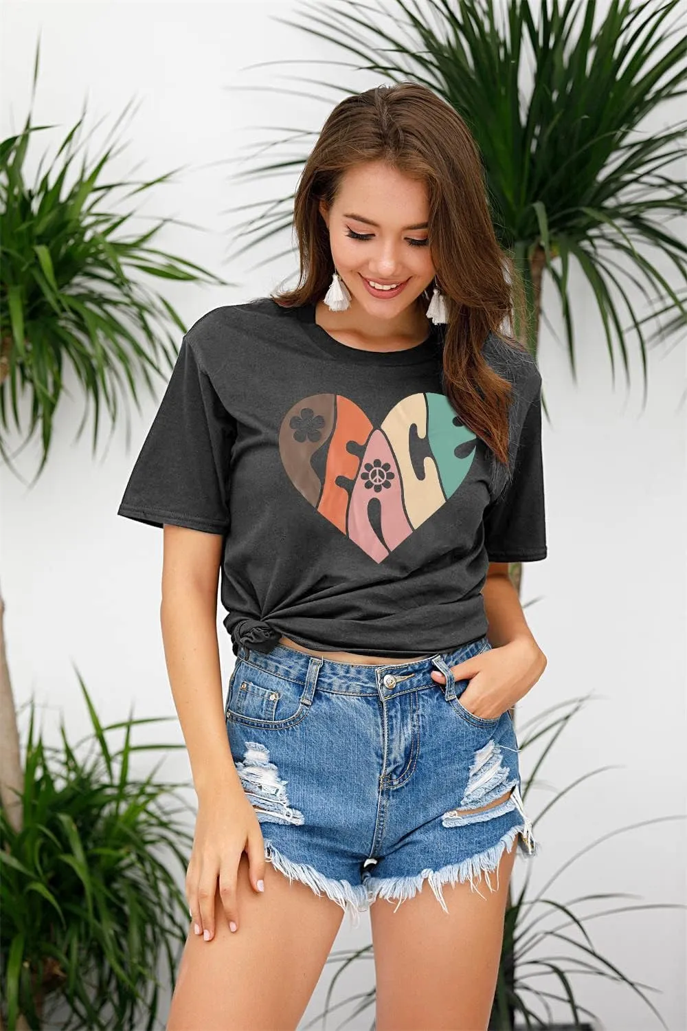 VILOVE Peace Love Shirt Women 70s Hippie Shirts Soul Inspirational Hippy Tops Vintage Graphic Tees Short Sleeve - Sleeveless