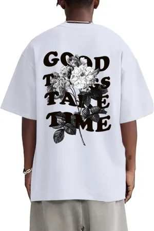 Vintage Graphic Tees for Men Oversized Floral Letter Print Retro Streetwear T Shirts Casual Loose Fit Cotton Tops