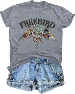 Vintage Rock Band T-Shirts Women: Retro Eagle Graphic Shirts Rock Concert Tee Music Lover Casual Short Sleeve Tops