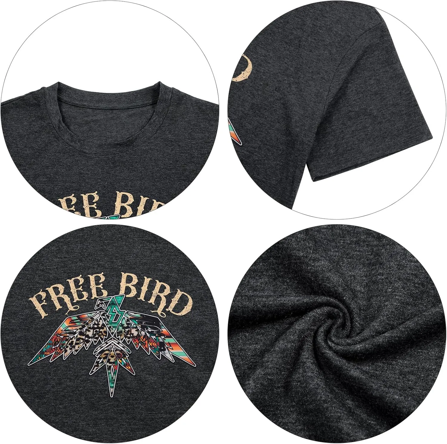 Vintage Rock Band T-Shirts Women: Retro Eagle Graphic Shirts Rock Concert Tee Music Lover Casual Short Sleeve Tops