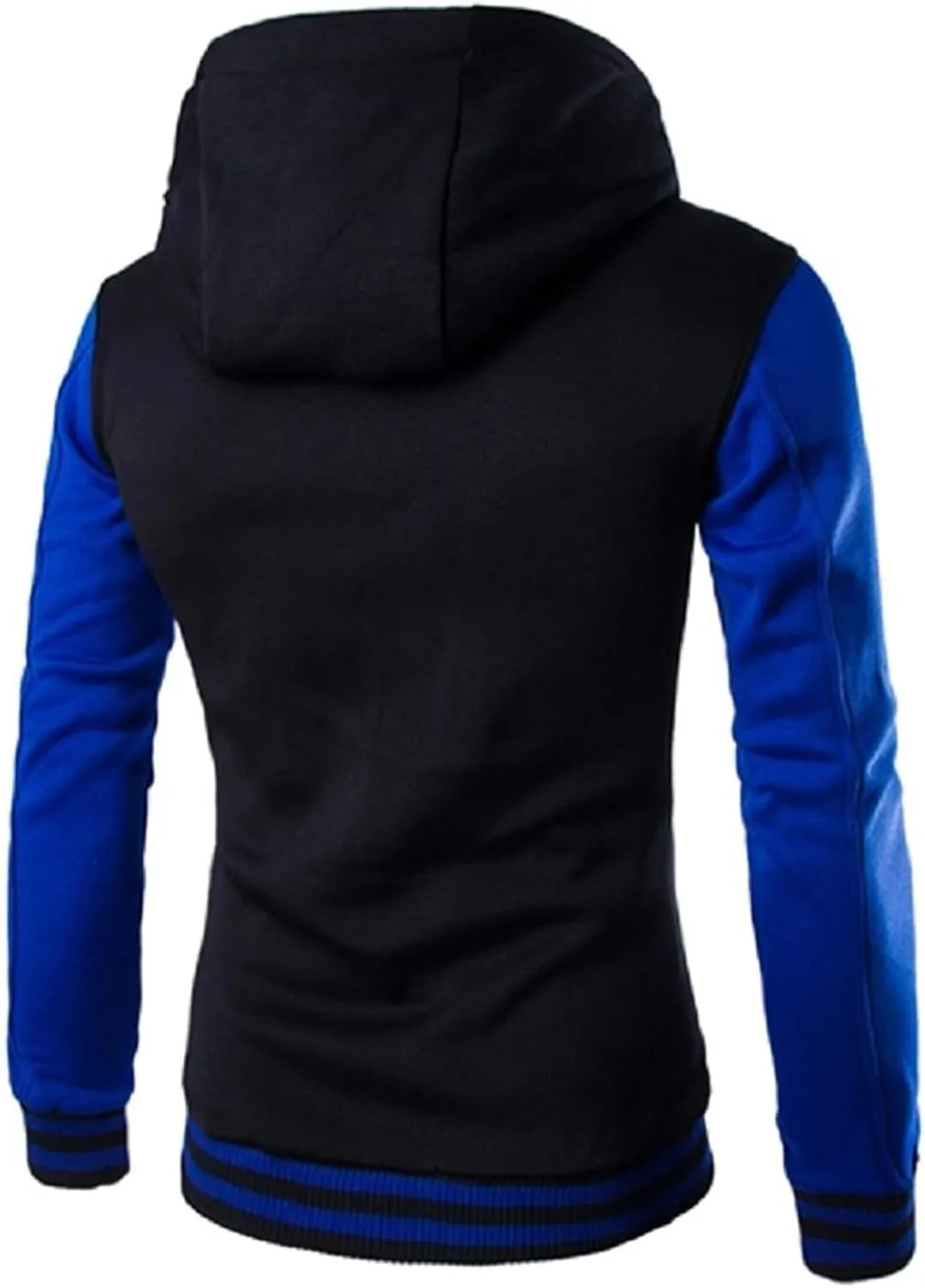 Wankang Mens Hoodie Baseball Jacket Button Down Varsity Jacket Hooded Lightweight Letterman Bomber jacket Coats for Men