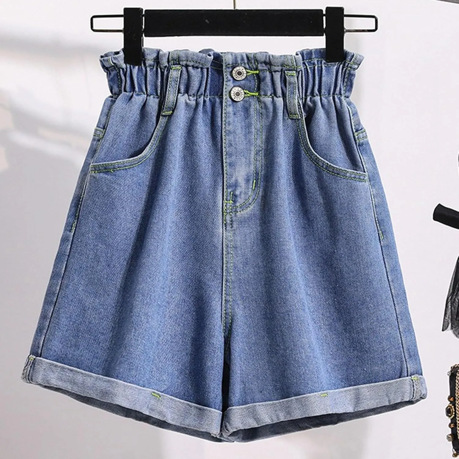Wide Leg Denim Shorts for Women Stretchy High Waisted Loose Casual Bermuda Jeans Shorts Straigh Realxed Slim Fit Summer Jorts