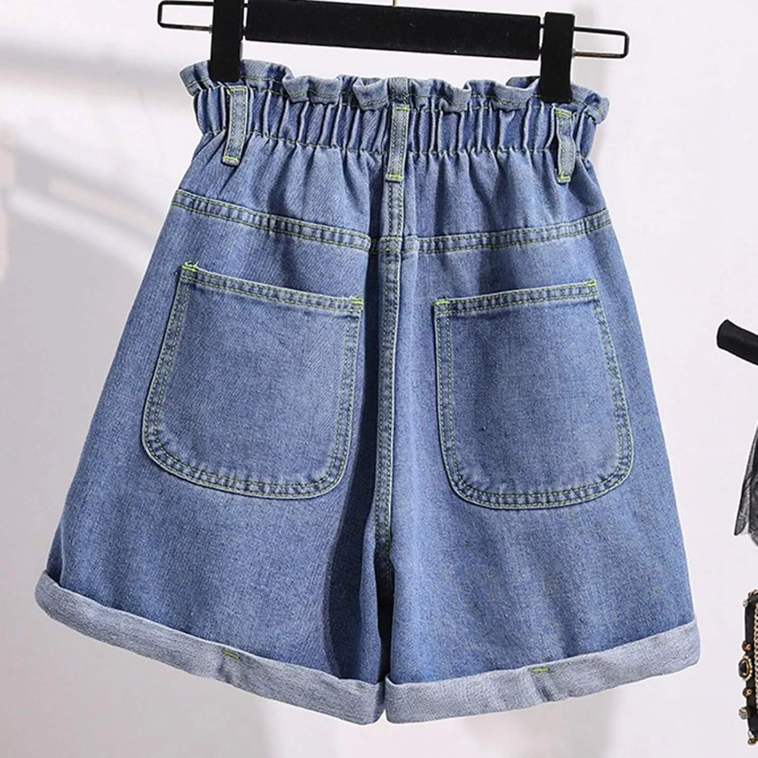 Wide Leg Denim Shorts for Women Stretchy High Waisted Loose Casual Bermuda Jeans Shorts Straigh Realxed Slim Fit Summer Jorts