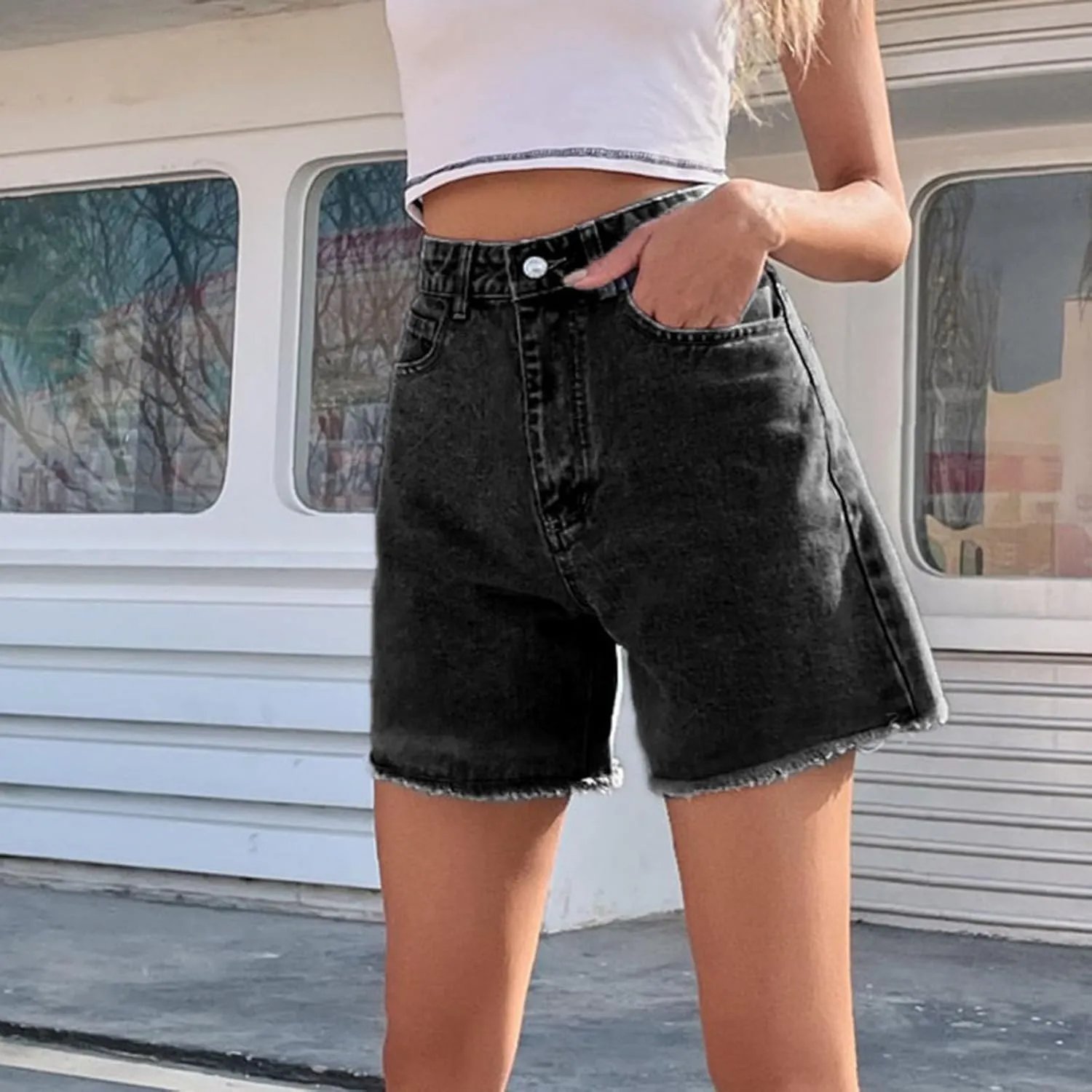 Wide Leg Denim Shorts for Women Stretchy High Waisted Summer Loose Casual Jeans Shorts Lightweihgt Plus Size Baggy Jorts
