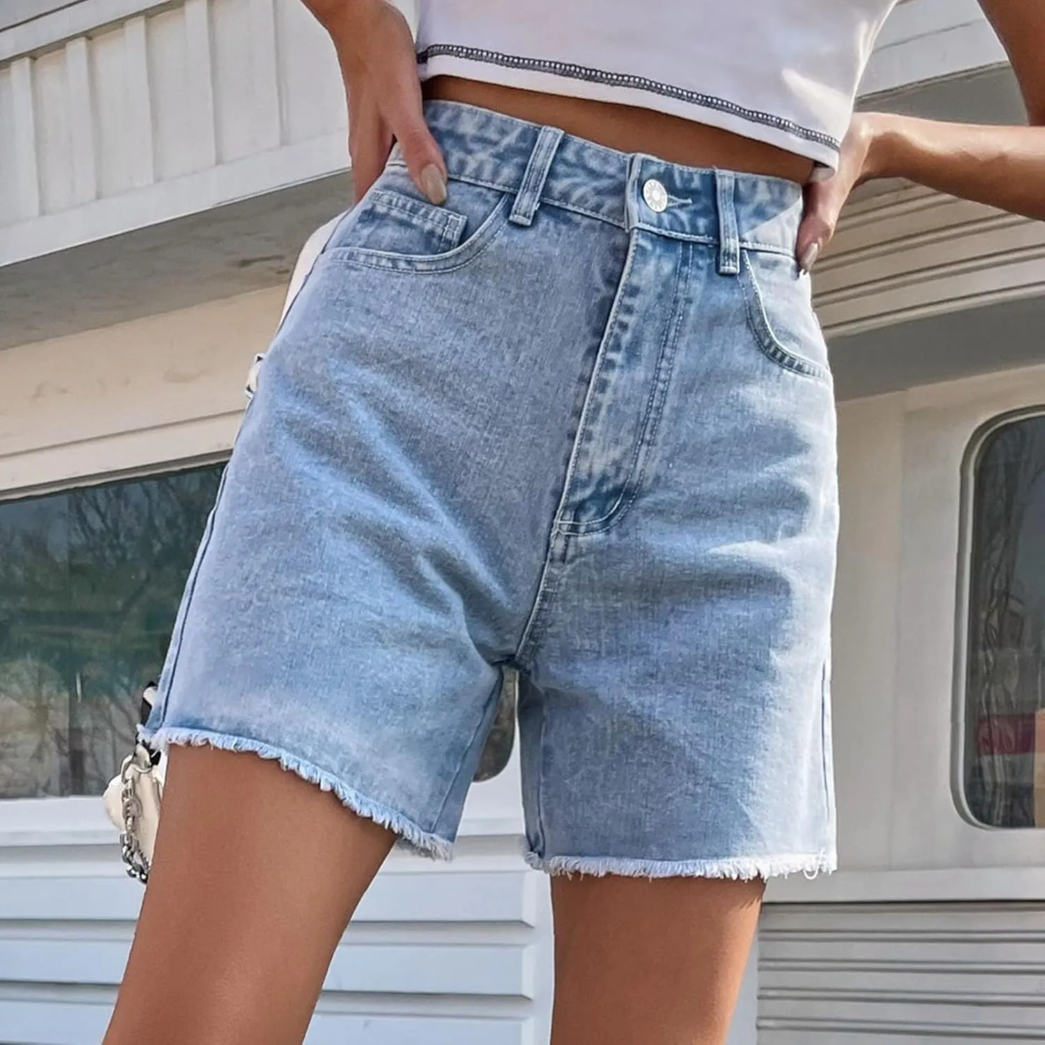 Wide Leg Denim Shorts for Women Stretchy High Waisted Summer Loose Casual Jeans Shorts Lightweihgt Plus Size Baggy Jorts