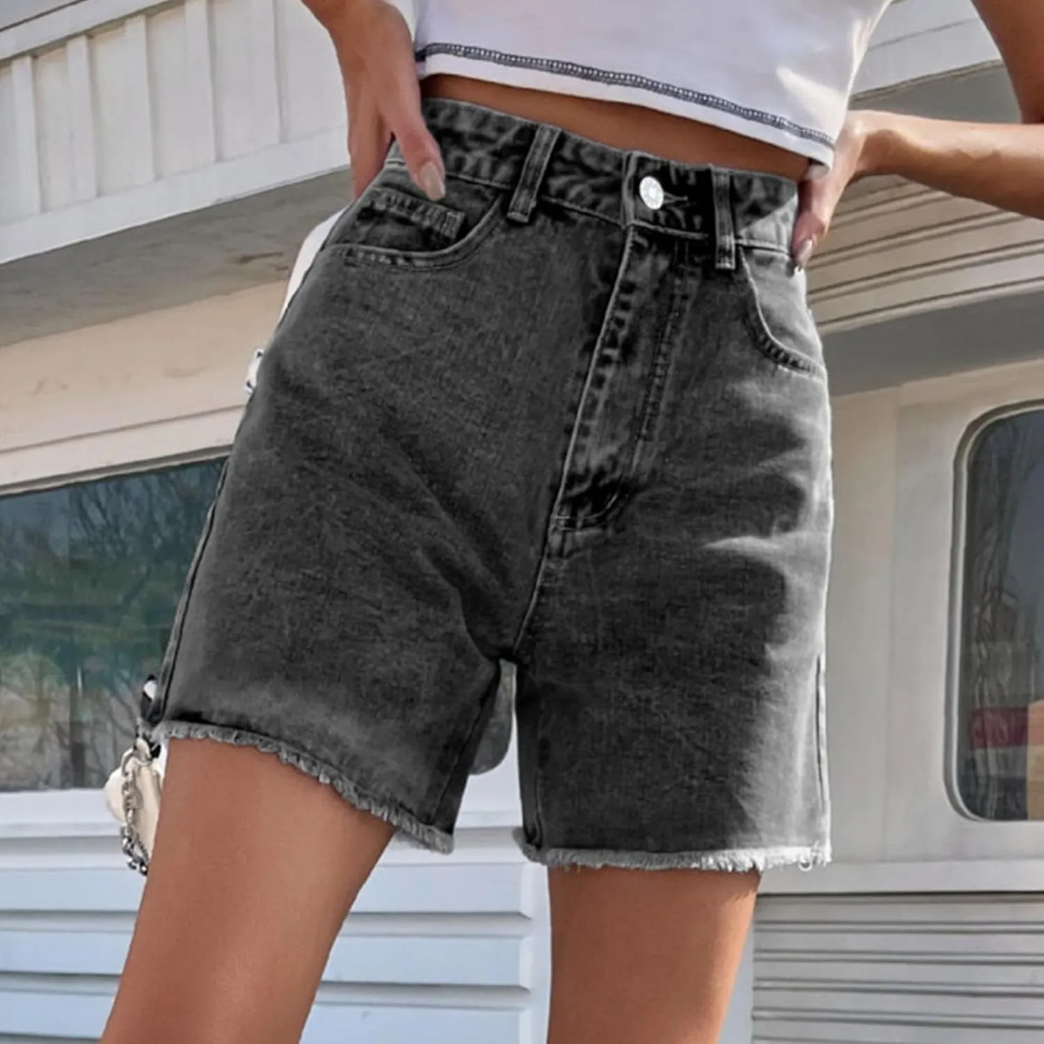 Wide Leg Denim Shorts for Women Stretchy High Waisted Summer Loose Casual Jeans Shorts Lightweihgt Plus Size Baggy Jorts