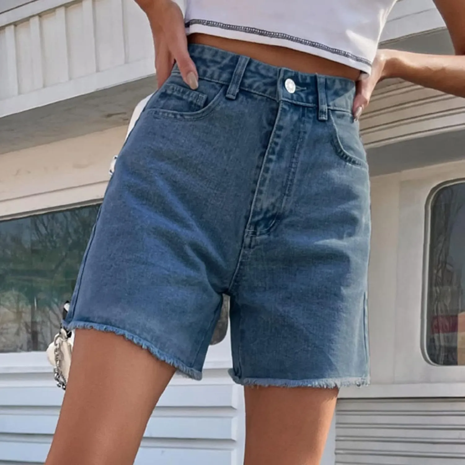 Wide Leg Denim Shorts for Women Stretchy High Waisted Summer Loose Casual Jeans Shorts Lightweihgt Plus Size Baggy Jorts