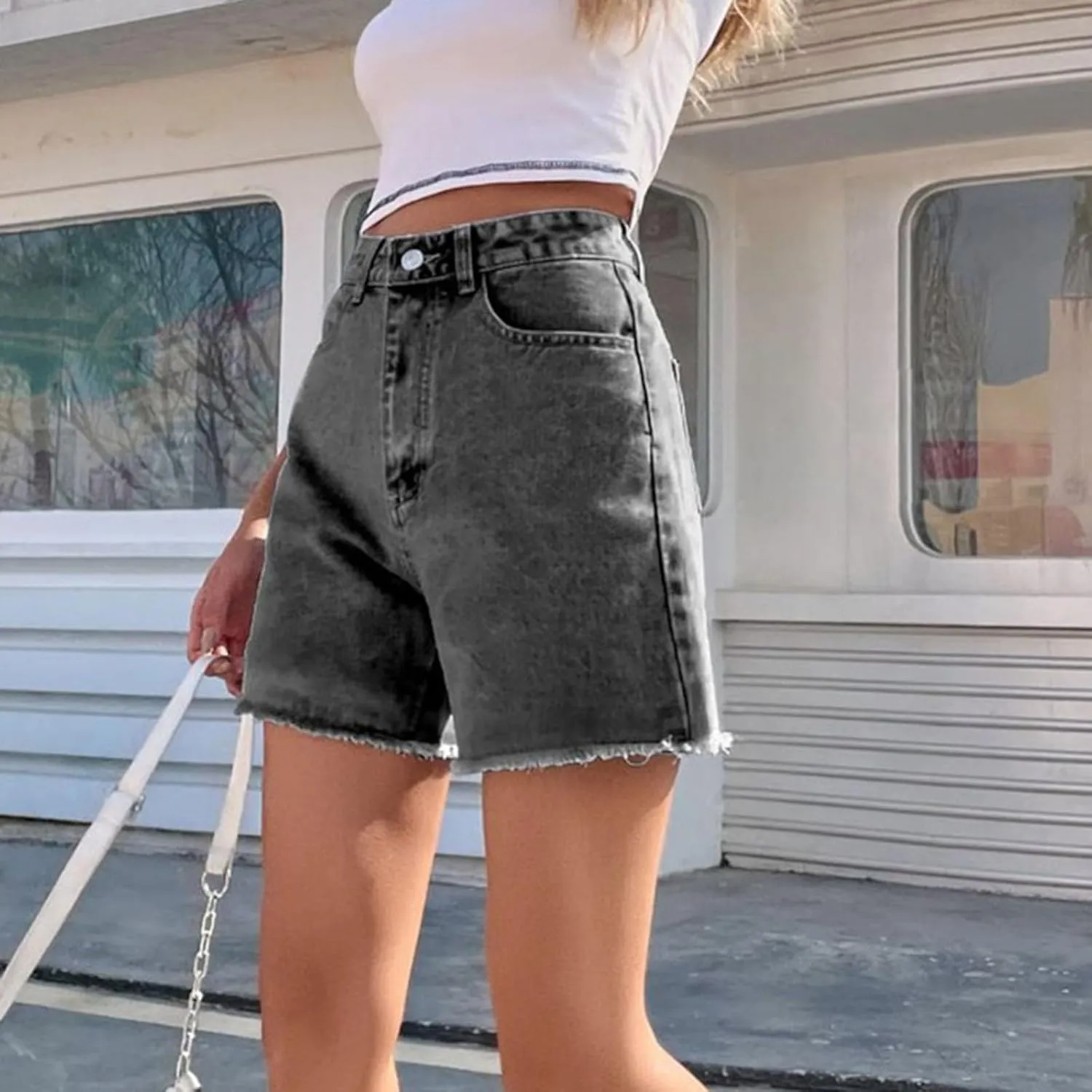 Wide Leg Denim Shorts for Women Stretchy High Waisted Summer Loose Casual Jeans Shorts Lightweihgt Plus Size Baggy Jorts
