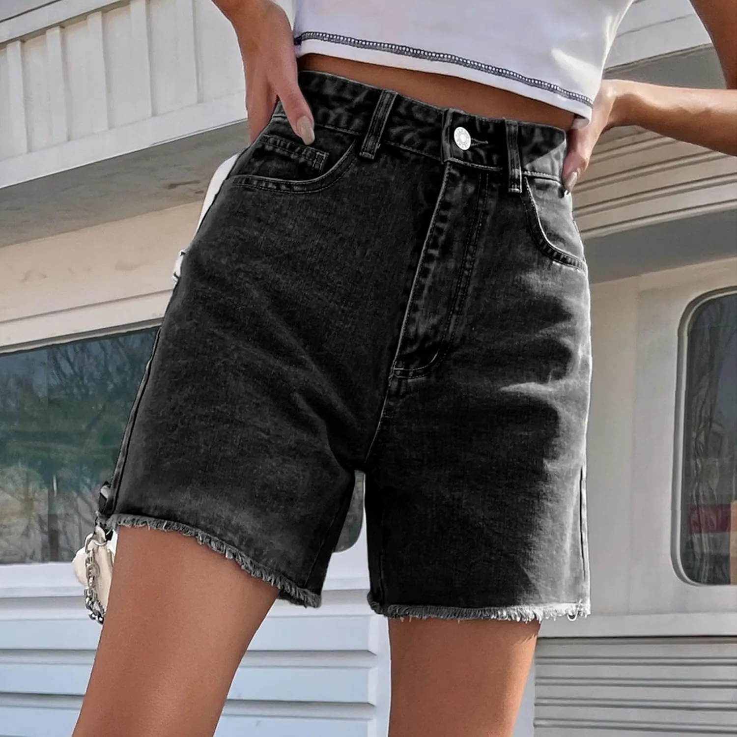 Wide Leg Denim Shorts for Women Stretchy High Waisted Summer Loose Casual Jeans Shorts Lightweihgt Plus Size Baggy Jorts