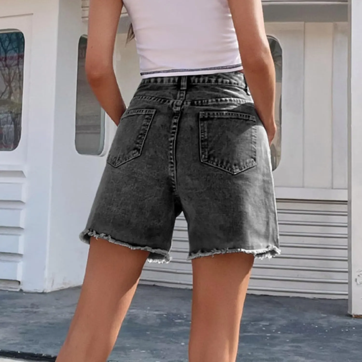 Wide Leg Denim Shorts for Women Stretchy High Waisted Summer Loose Casual Jeans Shorts Lightweihgt Plus Size Baggy Jorts