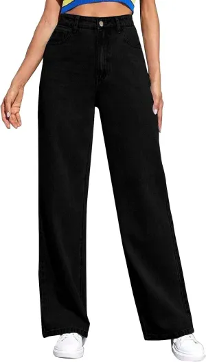 Wide Leg Jeans for Women Trendy High Waisted Baggy Denim Pants Retro Tie Dye Straight Leg Stretchy Jean Washed Pant