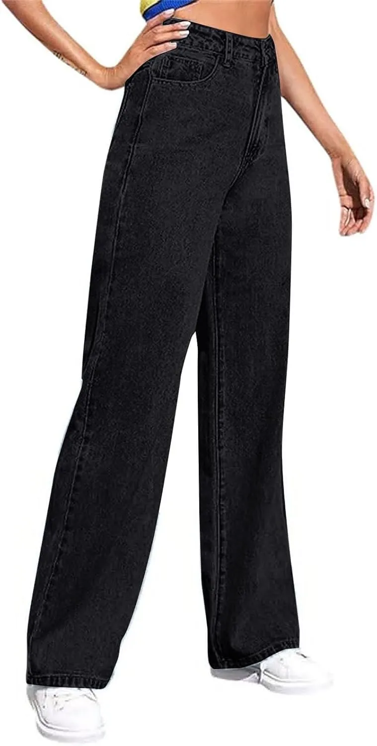 Wide Leg Jeans for Women Trendy High Waisted Baggy Denim Pants Retro Tie Dye Straight Leg Stretchy Jean Washed Pant