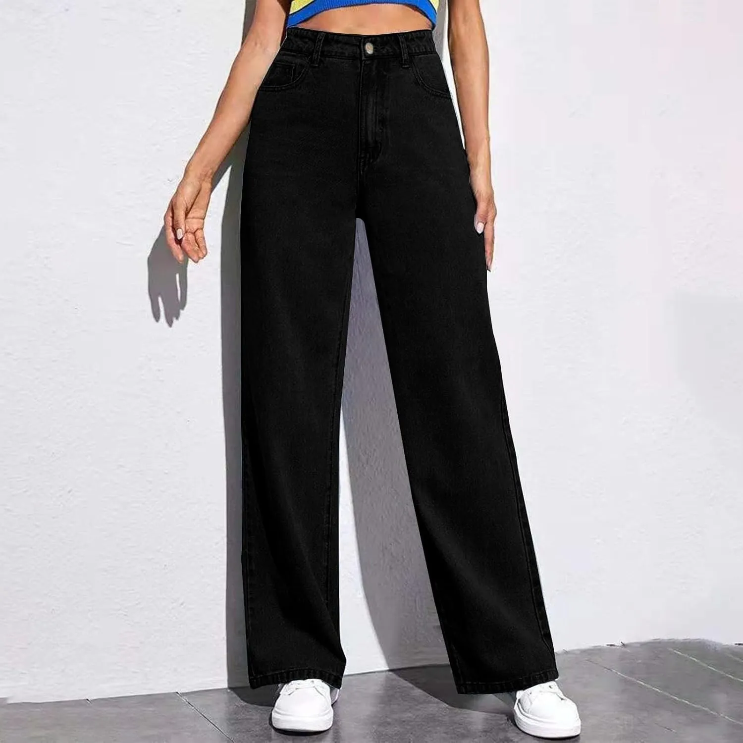 Wide Leg Jeans for Women Trendy High Waisted Baggy Denim Pants Retro Tie Dye Straight Leg Stretchy Jean Washed Pant