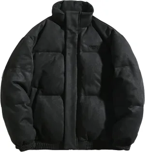 Winter Jacket for Men Warm Puffer Down Jackets Insulated Padded Bubble Coat Stand Collar Thick Fleece Bomber Jacket