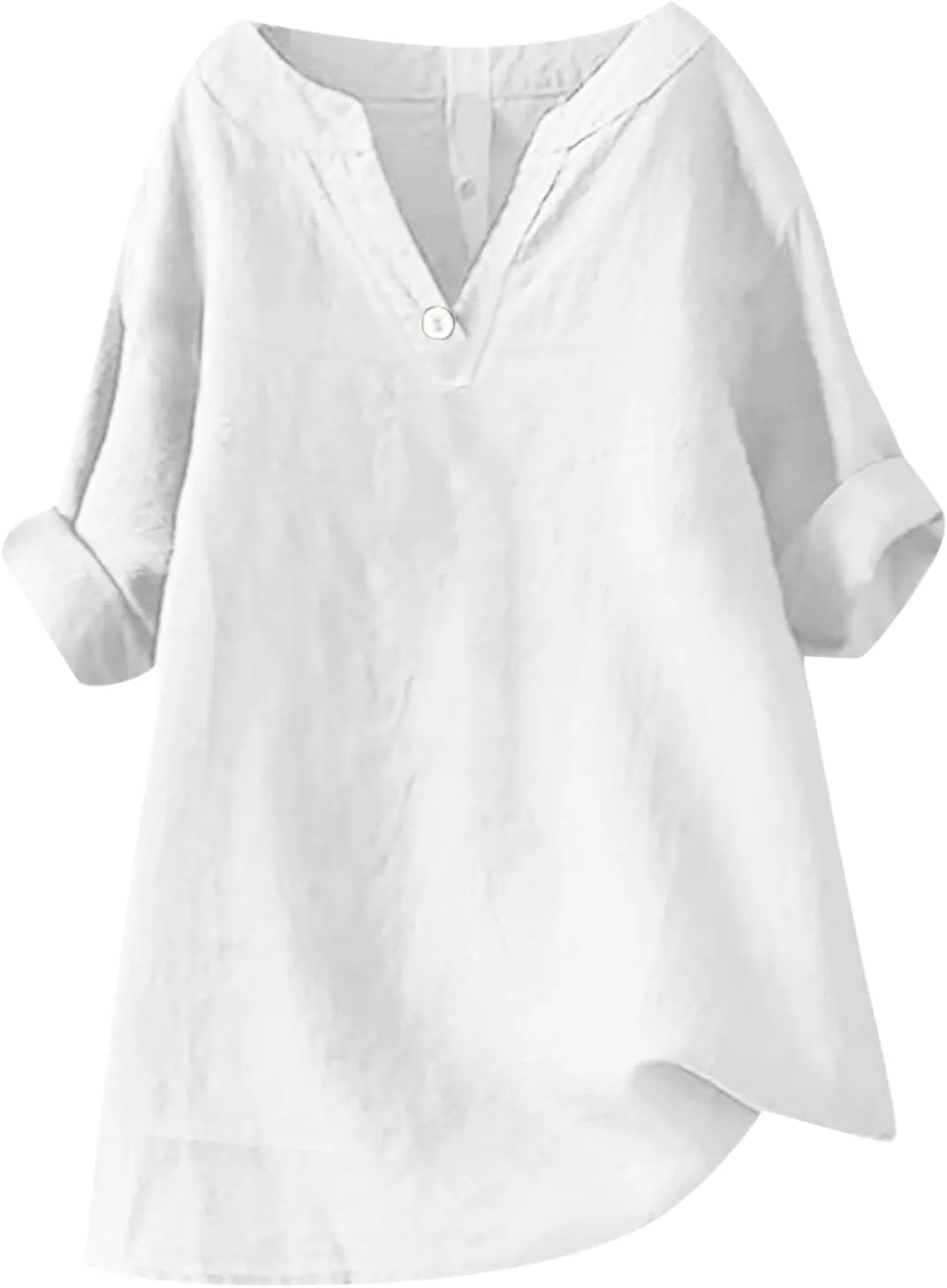 Women Button Up Shirt Plain Short Sleeve Linen Summer Casual Dress Blouse Tops Loose Tee Shirts