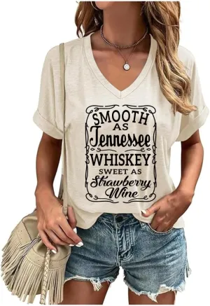 Women Rock Band T-Shirts Vintage Rock and Roll Country Music Shirt Funny Concert Outfit V-Neck Vacation Tops
