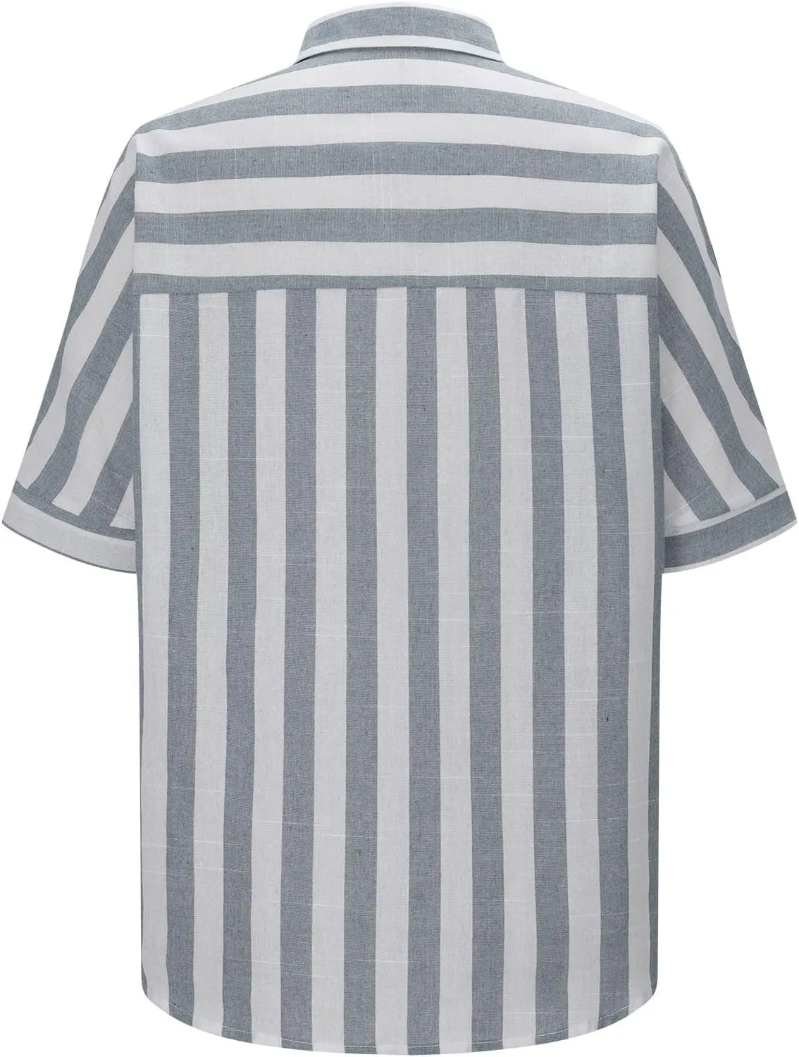 Women Striped Button Down Shirts Cotton Linen Blouse Tops Short Sleeve Collar Guaze Shirt Trendy Vacation Work Clothes