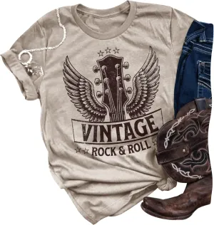 Women Vintage Graphic Tees for Women Rock Band T Shirt Casula Country Concert Outfits Short Sleeve Vintage Band Shirts