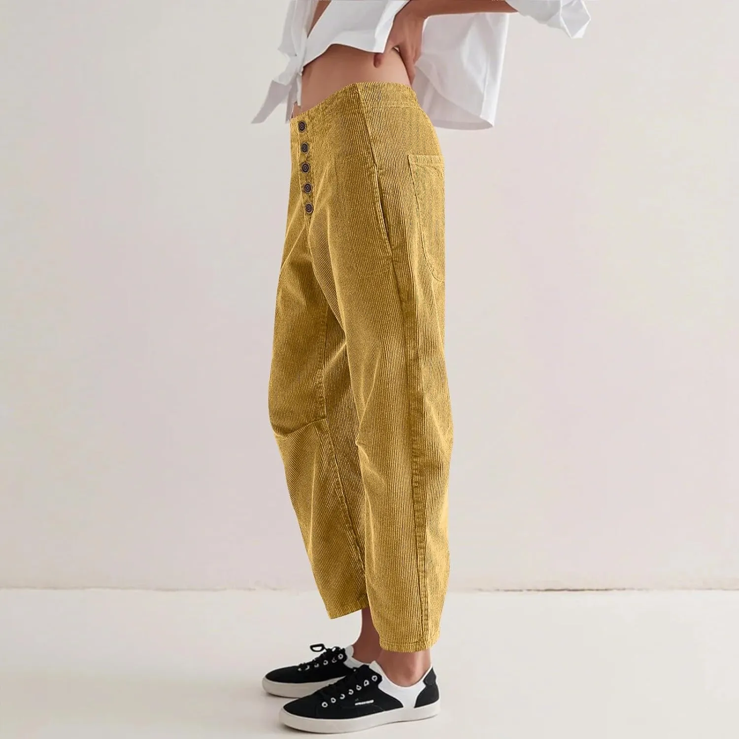 Womens Cargo Pants Button Travel Gym Y2K Straight Leg High Waisted Hiking Pants Baggy Trendy Multiple Pocket Trousers