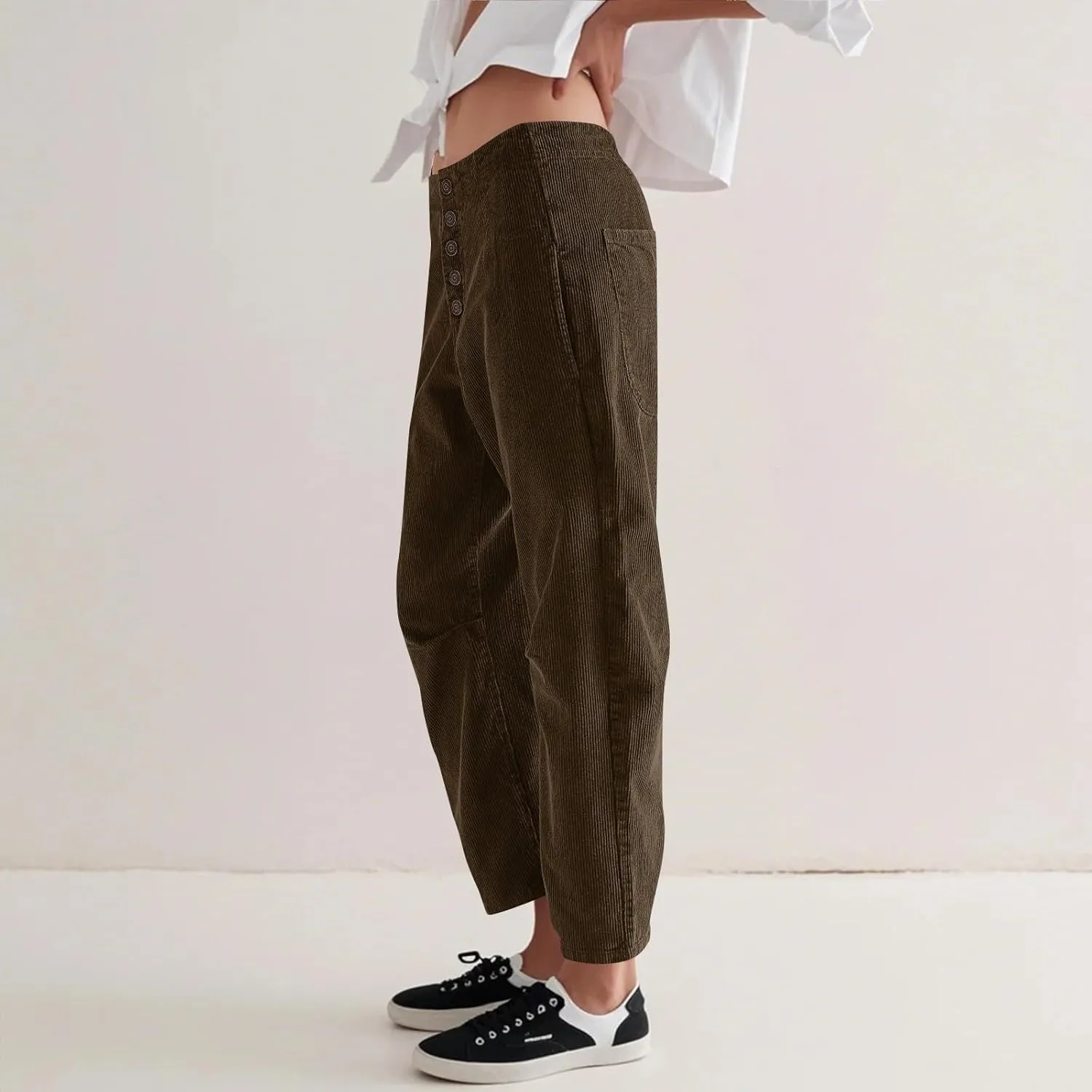 Womens Cargo Pants Button Travel Gym Y2K Straight Leg High Waisted Hiking Pants Baggy Trendy Multiple Pocket Trousers