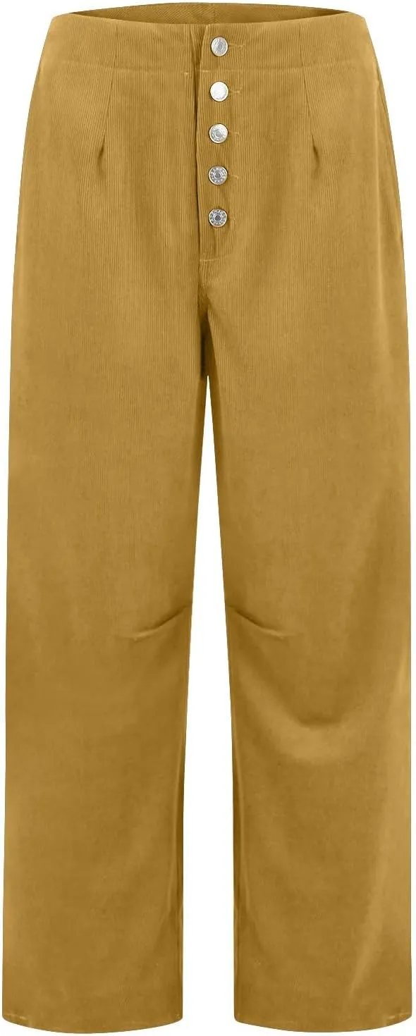 Womens Cargo Pants Button Travel Gym Y2K Straight Leg High Waisted Hiking Pants Baggy Trendy Multiple Pocket Trousers