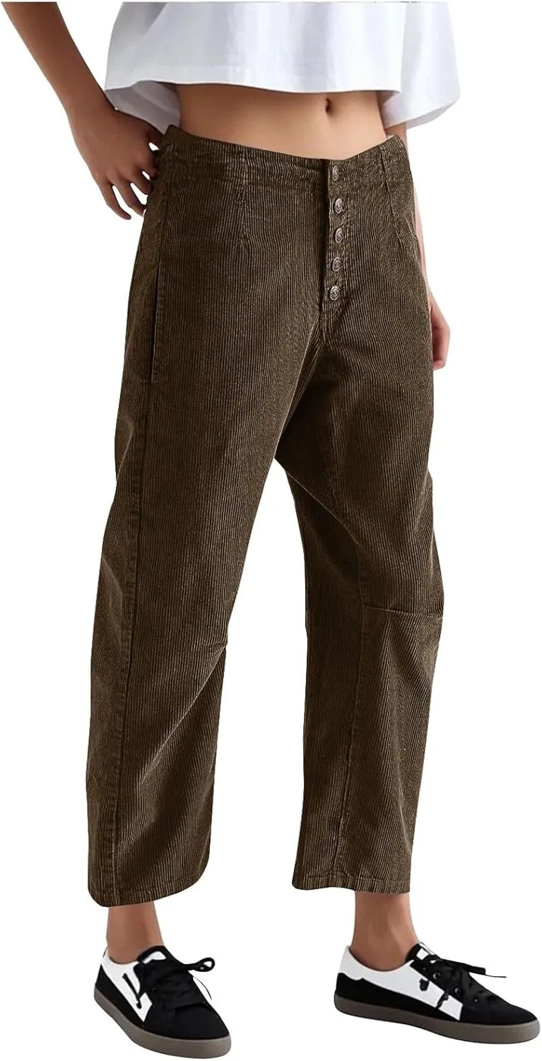 Womens Cargo Pants Button Travel Gym Y2K Straight Leg High Waisted Hiking Pants Baggy Trendy Multiple Pocket Trousers