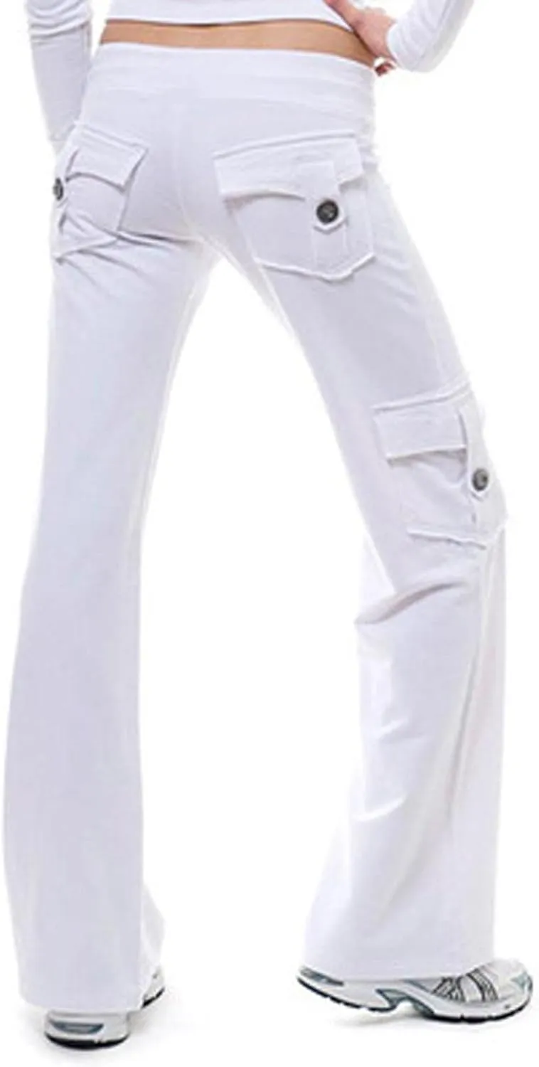 Womens Cargo Pants High Waisted Wide Leg Trousers Elastic Waist Stretch Drawstring Casual Cargo Pants with Pockets