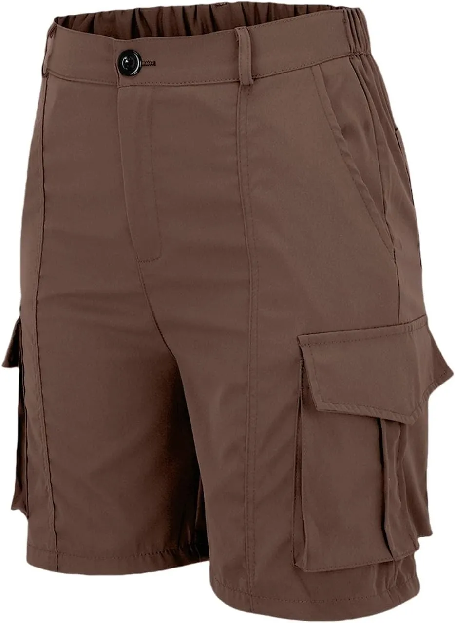 Womens Cargo Shorts Trendy Summer 2025 Casual High Waisted Work Shorts Retro Loose Outdoor Hiking Shorts with Pockets