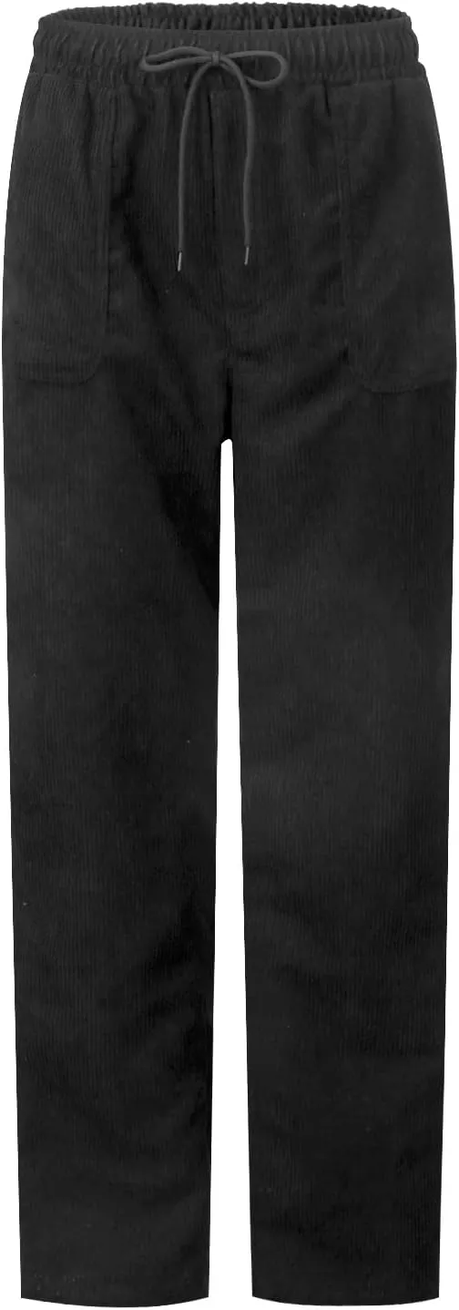 Womens Corduroy Pants Soft Comfy High Waisted Drawstring Joggers Casual Straight Leg Hiking Pants Trousers with Pocket
