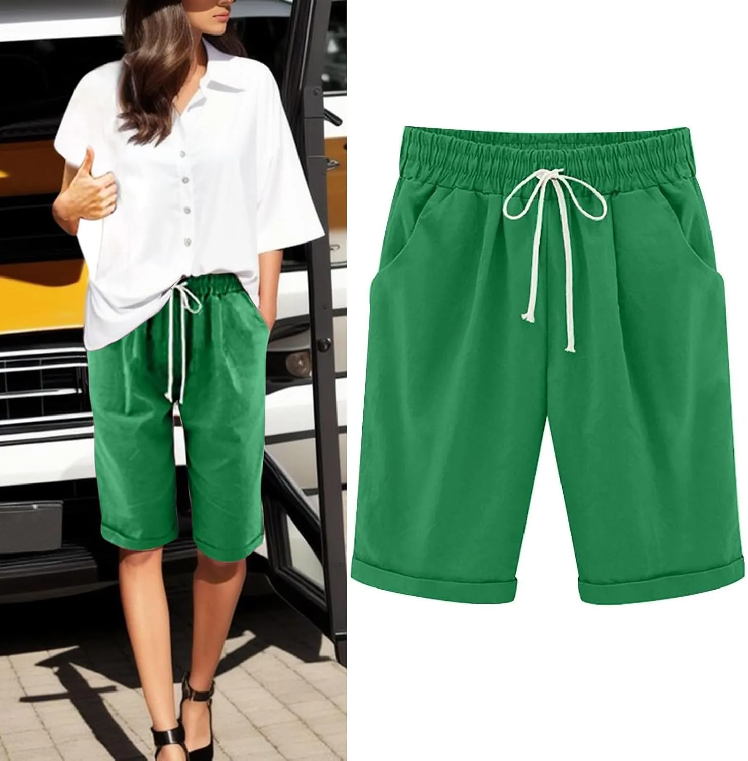 Womens Cotton Sweat Shorts Casual 2024 Summer Loose Athletic Short Drawstring Waist Lounge Running Shorts with Pockets