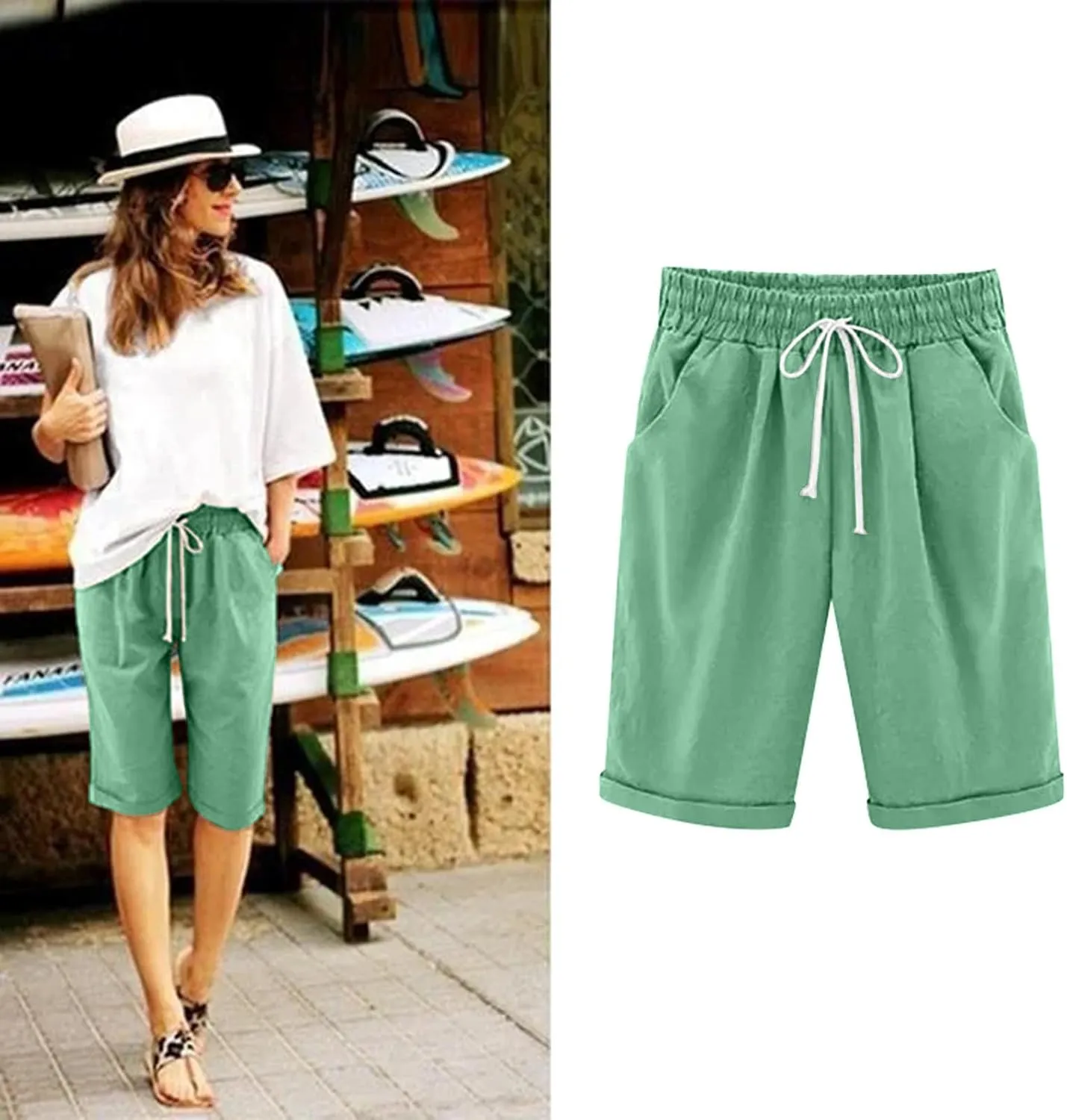 Womens Cotton Sweat Shorts Casual 2024 Summer Loose Athletic Short Drawstring Waist Lounge Running Shorts with Pockets