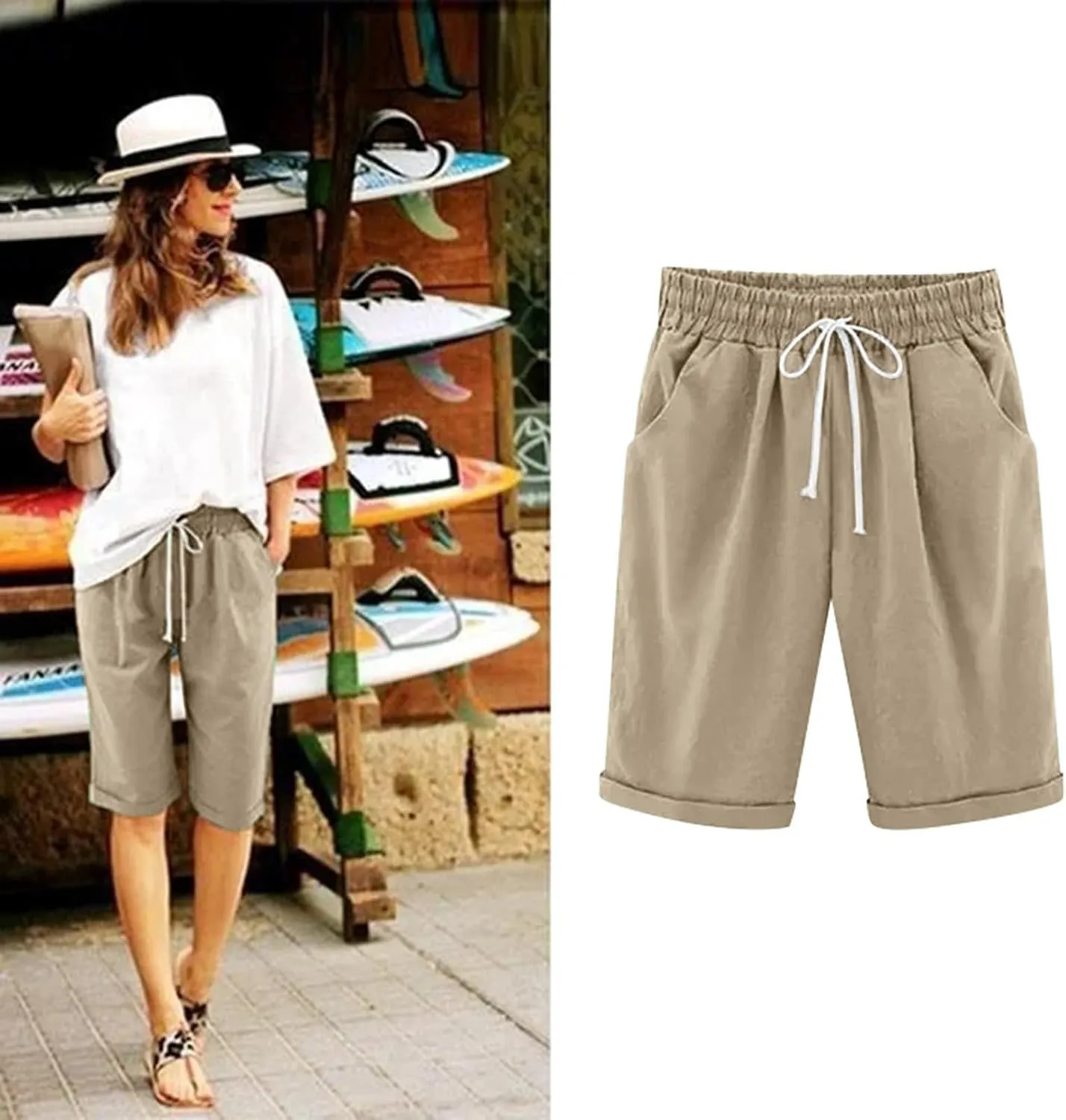 Womens Cotton Sweat Shorts Casual 2024 Summer Loose Athletic Short Drawstring Waist Lounge Running Shorts with Pockets