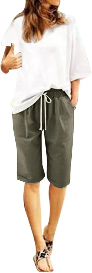 Womens Cotton Sweat Shorts Casual 2024 Summer Loose Athletic Short Drawstring Waist Lounge Running Shorts with Pockets