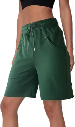 Womens Cotton Sweat Shorts Casual Summer Loose Athletic Short Drawstring Waist Lounge Running Shorts with 3 Pockets