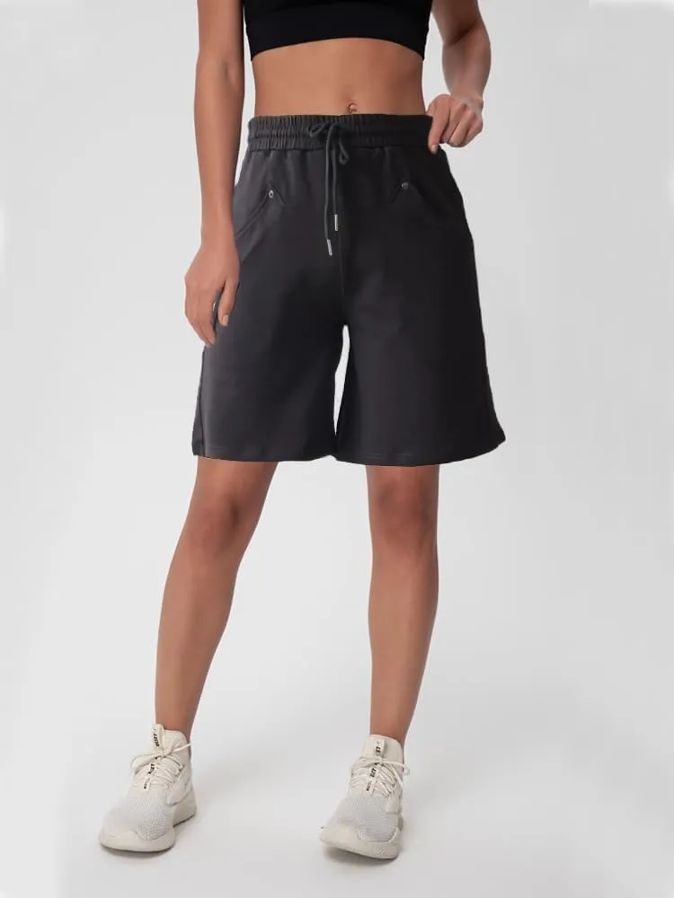 Womens Cotton Sweat Shorts Casual Summer Loose Athletic Short Drawstring Waist Lounge Running Shorts with 3 Pockets