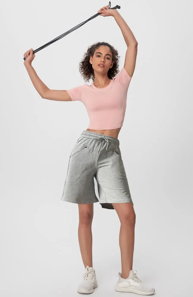 Womens Cotton Sweat Shorts Casual Summer Loose Athletic Short Drawstring Waist Lounge Running Shorts with 3 Pockets