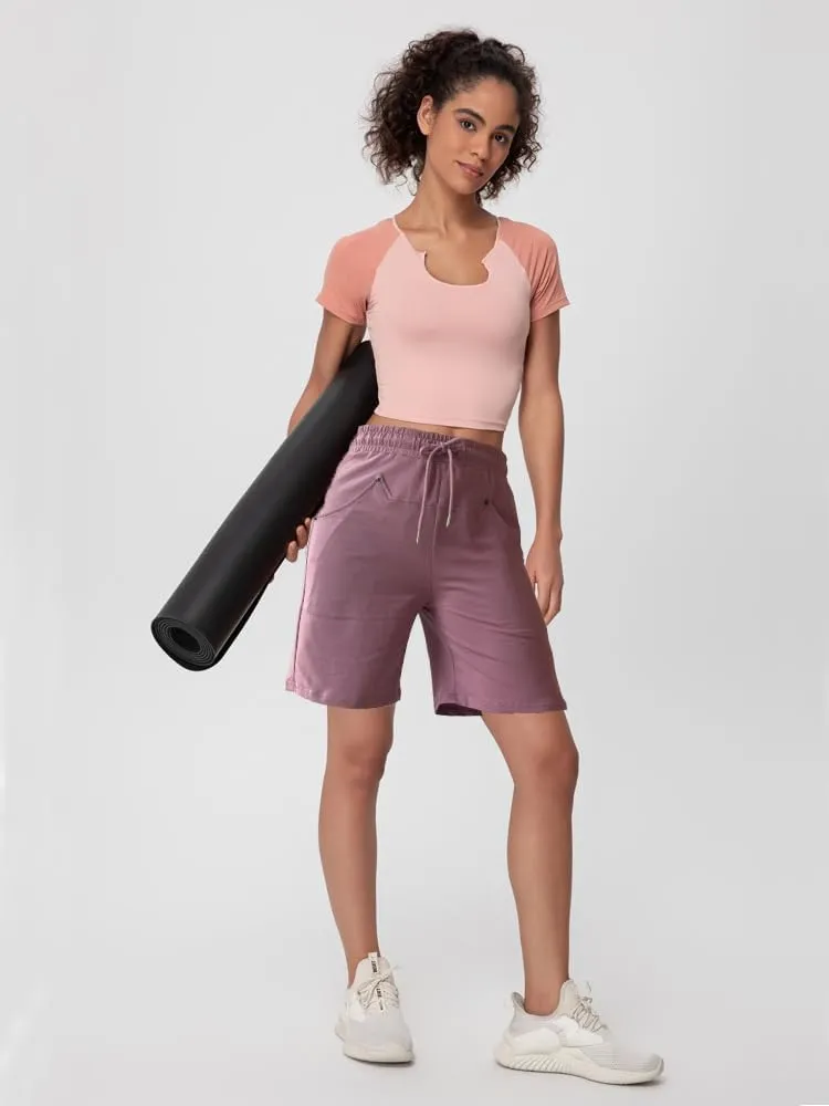 Womens Cotton Sweat Shorts Casual Summer Loose Athletic Short Drawstring Waist Lounge Running Shorts with 3 Pockets