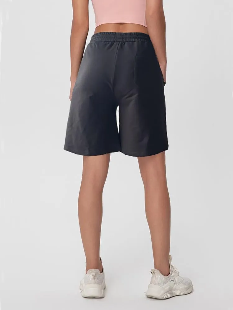Womens Cotton Sweat Shorts Casual Summer Loose Athletic Short Drawstring Waist Lounge Running Shorts with 3 Pockets