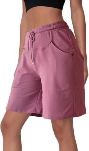 Womens Cotton Sweat Shorts Casual Summer Loose Athletic Short Drawstring Waist Lounge Running Shorts with 3 Pockets