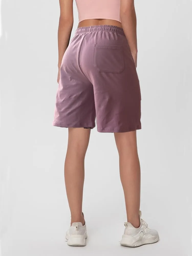 Womens Cotton Sweat Shorts Casual Summer Loose Athletic Short Drawstring Waist Lounge Running Shorts with 3 Pockets
