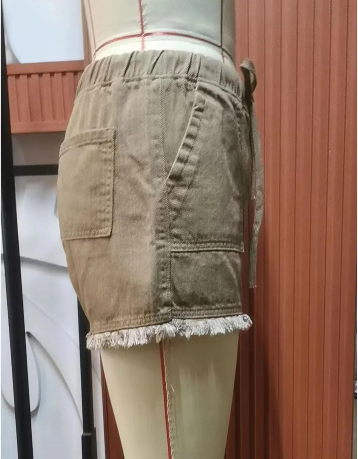 Women's Denim Shorts Drawstring Casual high Waisted Skinny