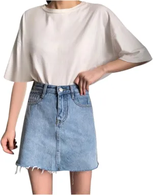 Women's Denim Shorts High Waisted Irregular Design A Line Skorts Shorts Wide Leg Slim Fit Baggy Jeans Shorts with Pockets