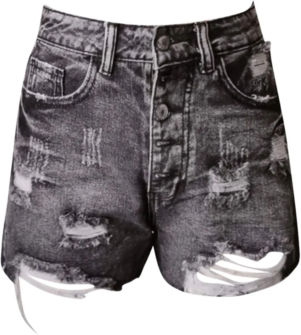 Women's Denim Shorts High Waisted Ripped Stretchy Boyfriend Shorts Jeans Plain Color Cute Fray Hem Slim Shorts
