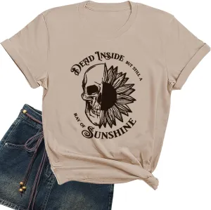 Womens Halloween Shirts Vintage Graphic Tees Funny Ghost Printed Cute Tops Casual Loose Fit Shirts Skull Teen Girl Clothes